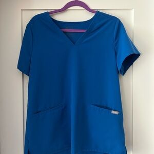 Royal blue figs scrub top